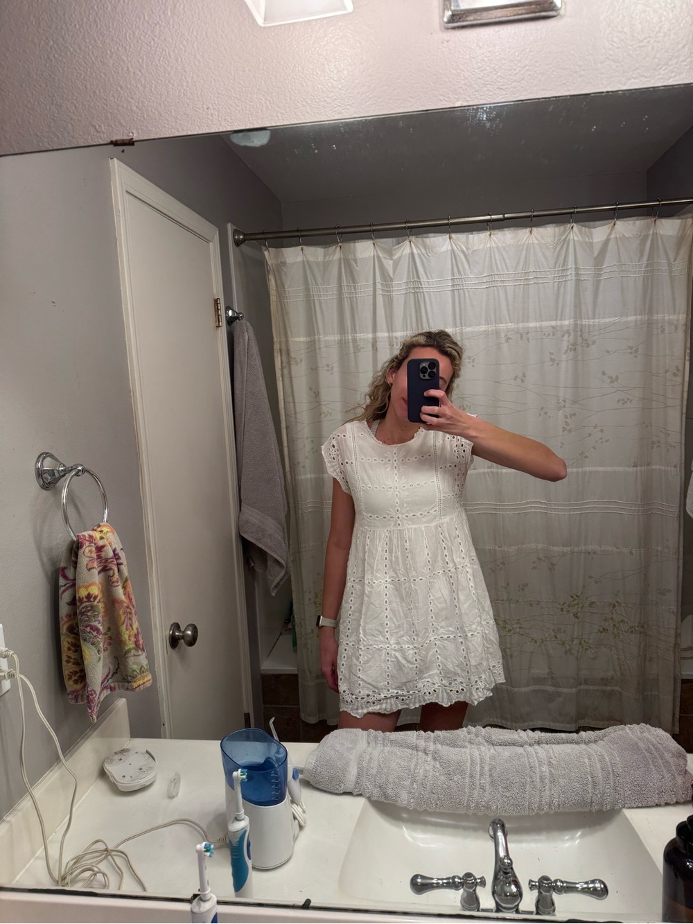 White mini eyelet dress